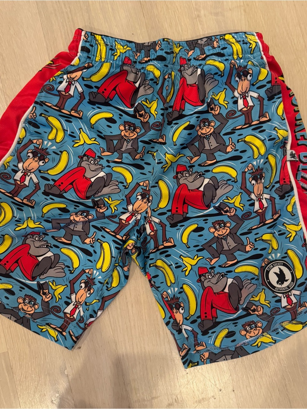 Flow Society Novelty Cartoon Monkey Banana Shorts - Blue & Red